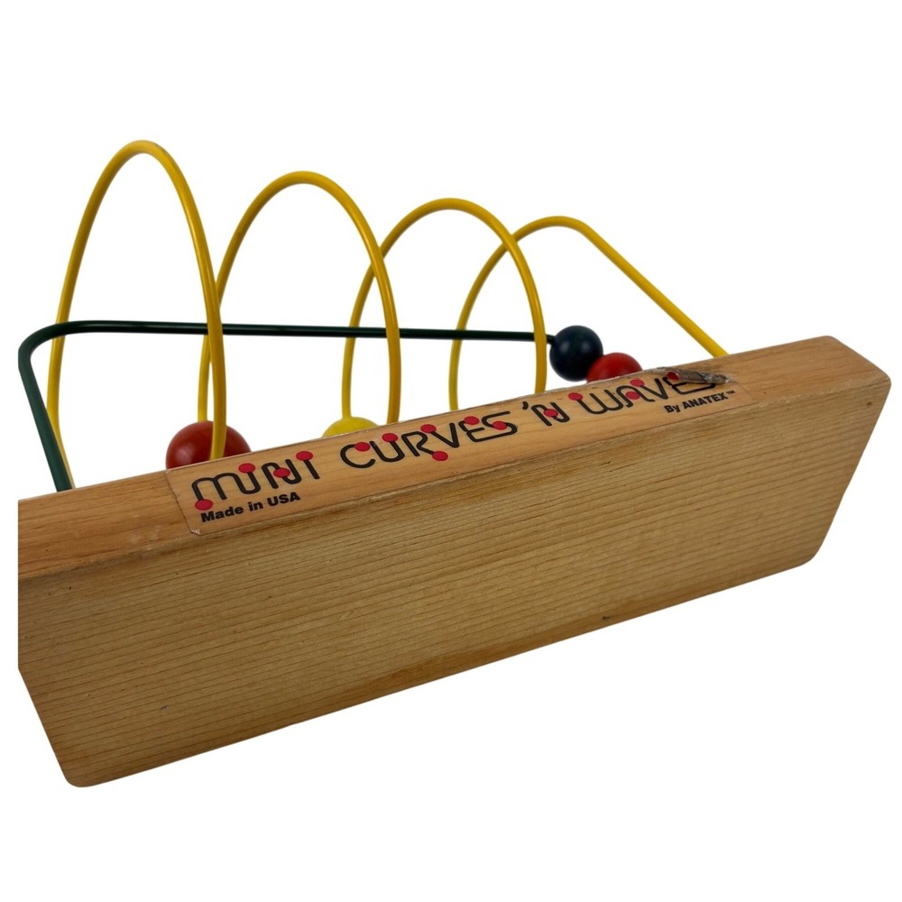 Vintage Anatex Mini Curves 'N Waves Wooden Bead Maze Activity Toy Made in USA - Picture 4 of 5